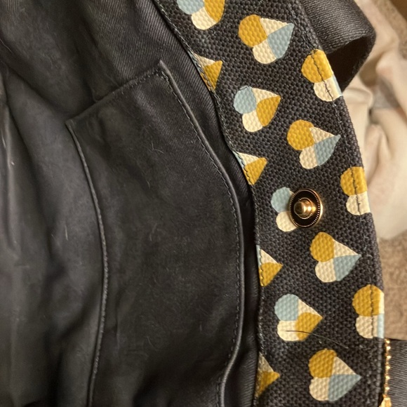 COACH CHECKERED HEART CANVAS TOTE. NAVY. BRAND NEW. TOO CUTE!  NWT - Picture 10 of 12